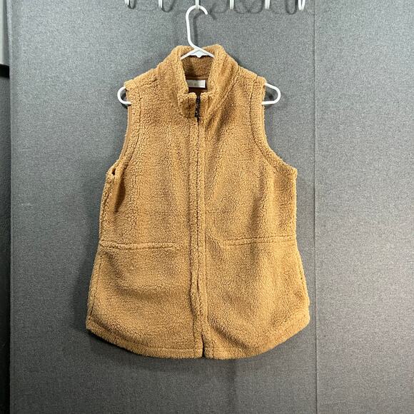 Belle by Kim Gravel Signature Zip Sherpa Vest Camel Size Medium - Picture 1 of 9